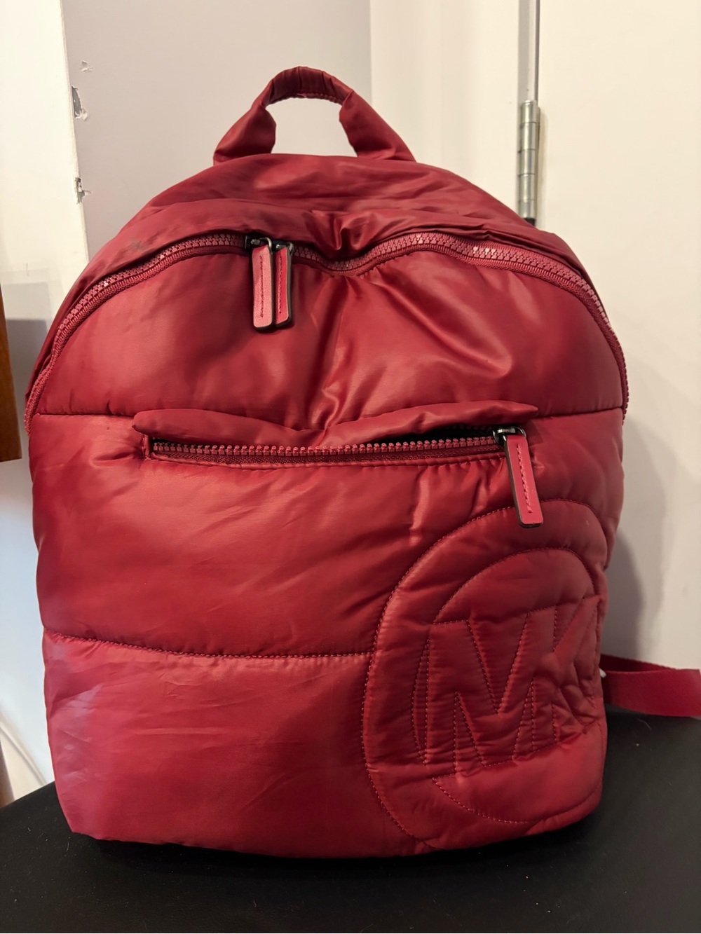 Michael Kors Red Quilted Nylon Backpack